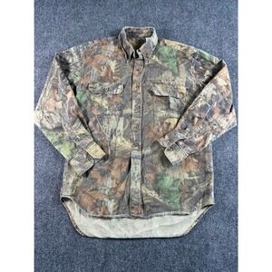 Duxbak Mens Camo Button Down Long‎ Sleeve Shirt Realtree Advantage Size Medium